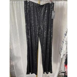 NWT Vince Camuto womens Sequin Flare Pant Black Size XS MSRP $89
